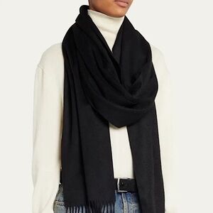 Mongolian Cashmere Scarf Black NEW IN BOX Clothier Saville Row